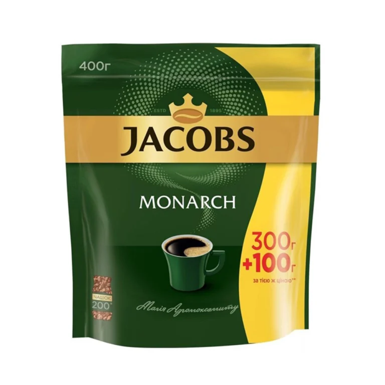 ყავა ხსნადი “იაკობს მონარქი / Jacobs Monarch” ეკონომიურ შეფუთვაში 300 + 100 გრ.