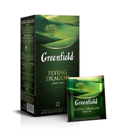 Greenfield Flying Dragon მწვანე ჩაი, 25 ცალი