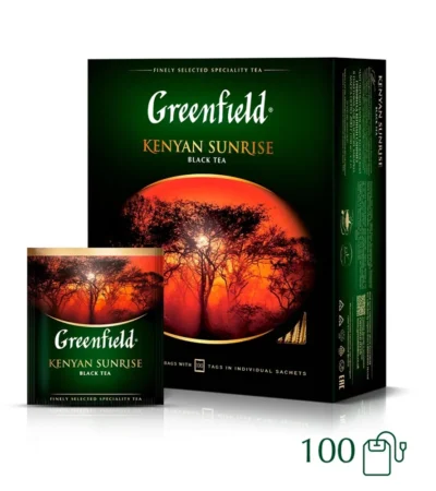 Greenfield Kenyan Sunrise შავი ჩაი, ერთჯერად პაკეტებში, 100 ცალი