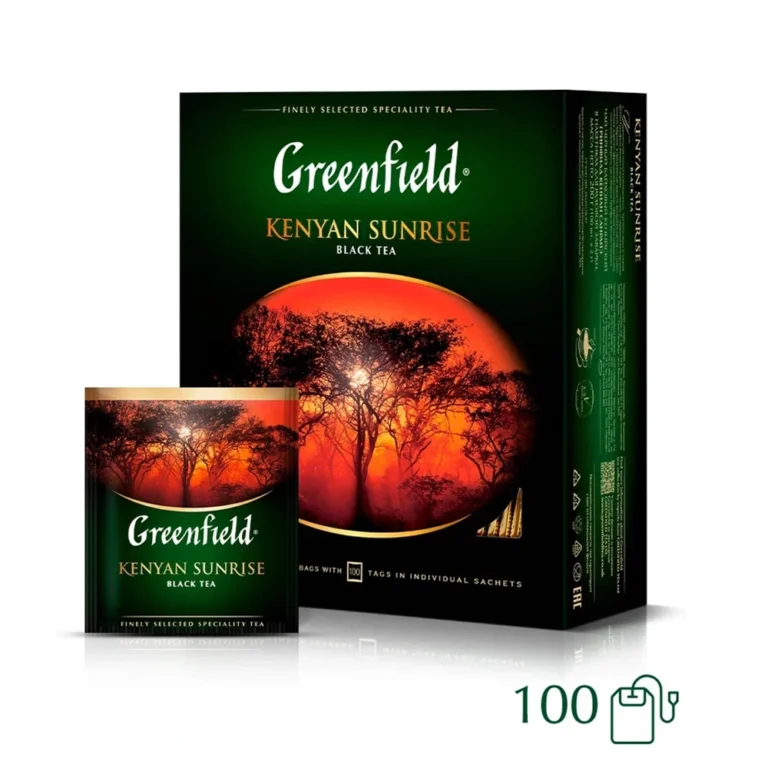 Greenfield Kenyan Sunrise შავი ჩაი, ერთჯერად პაკეტებში, 100 ცალი