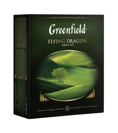 Greenfield Flying Dragon მწვანე ჩაი, ერთჯერად პაკეტებში, 100 ცალი