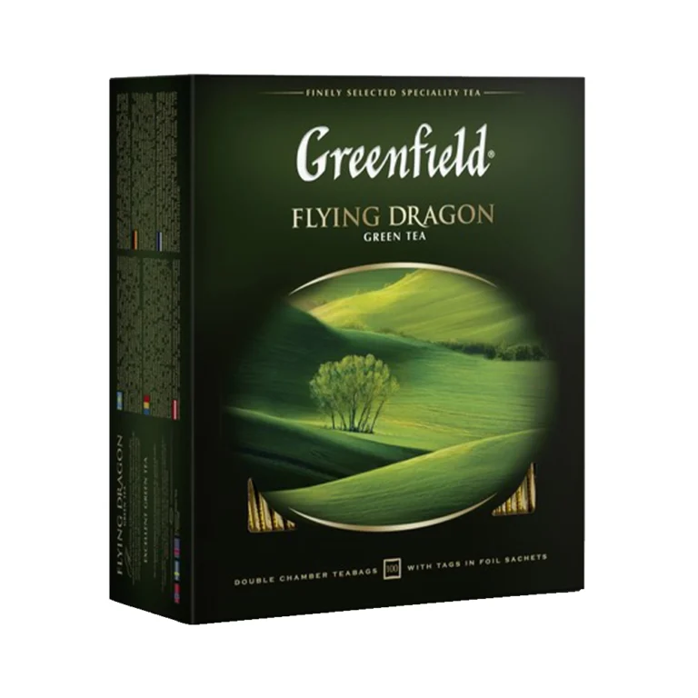 Greenfield Flying Dragon მწვანე ჩაი, ერთჯერად პაკეტებში, 100 ცალი