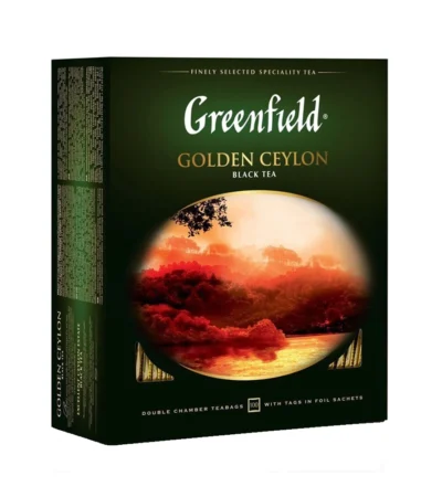 Greenfield Golden Ceylon შავი ჩაი, ერთჯერად პაკეტებში, 100 ცალი
