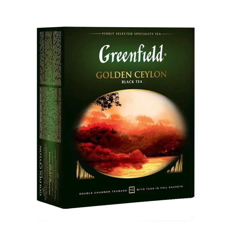 Greenfield Golden Ceylon შავი ჩაი, ერთჯერად პაკეტებში, 100 ცალი