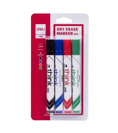 დაფის მარკერი 4 ფერიანი შეკვრა Deli EU00101