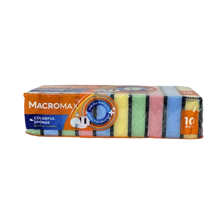 Macro Max ჭურჭლის სარეცხი ფერადი ღრუბელი 10 ცალი