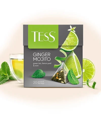 მწვანე ჩაი ლიმონის ცედრით და პიტნით Ginger Mojito პირამიდებში 20ც