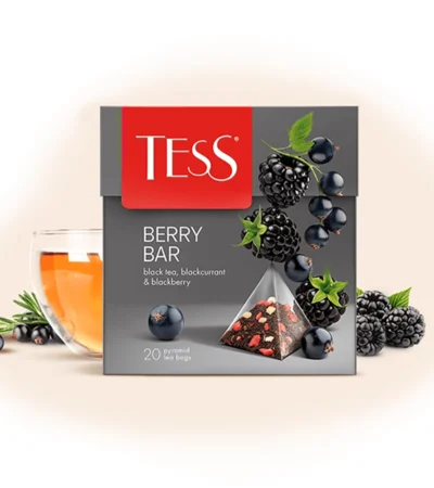 შავი ჩაი მაყვლით და შავი მოცხარის არომატით Berry Bar პირამიდებში 20ც