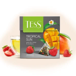 ჩაი მწვანე მანგოს და მარწყვის მცენარეული კომპონენტებით Tropical Sun პირამიდებში 20ც